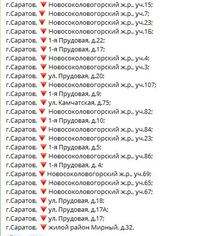 Адреса отключения электричества