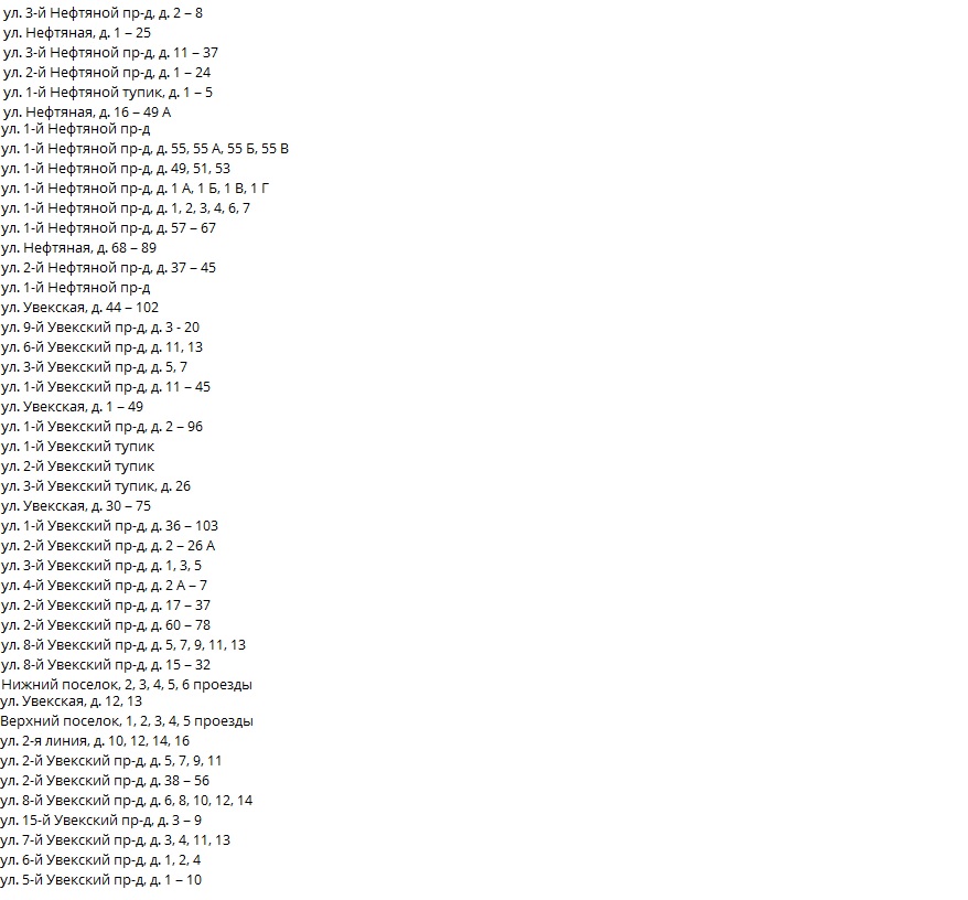 Отключение света в Увеке 
