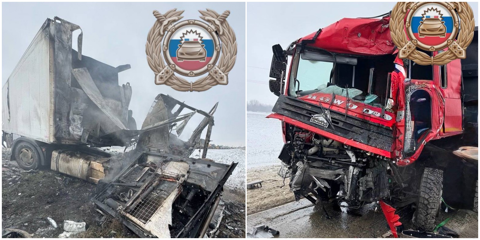 Два большегруза столкнулись на саратовской трассе: оба водителя в больнице